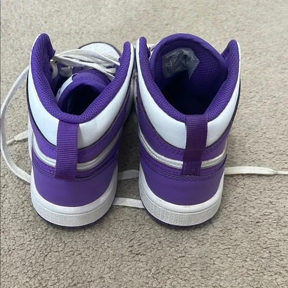 Kids Nike Air Jordans Purple and White Sneakers - Picture 4 of 5